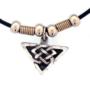 Leather Cord Necklace - Celtic Triangle